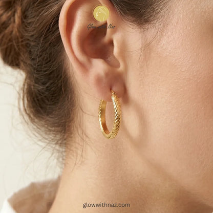 Twisted Gold Hoop Earrings