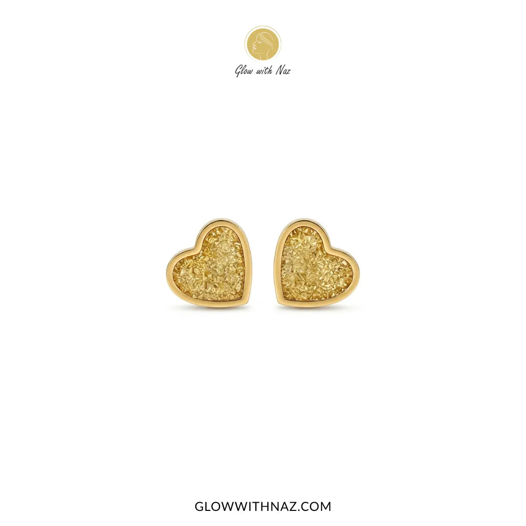 Gold Heart Stud Earrings for Women – Gold-Tone Stainless Steel Heart Earrings
