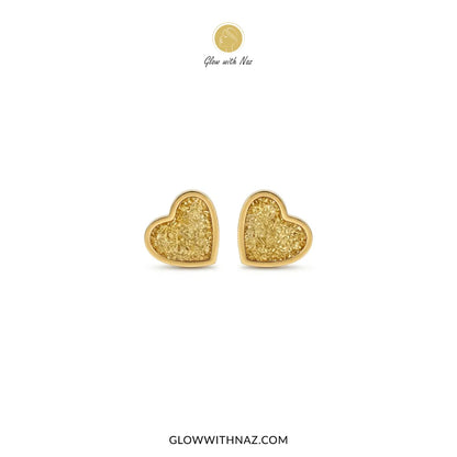 Gold Heart Stud Earrings for Women – Gold-Tone Stainless Steel Heart Earrings