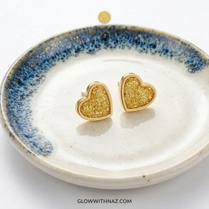 Gold Heart Stud Earrings for Women – Gold-Tone Stainless Steel Heart Earrings