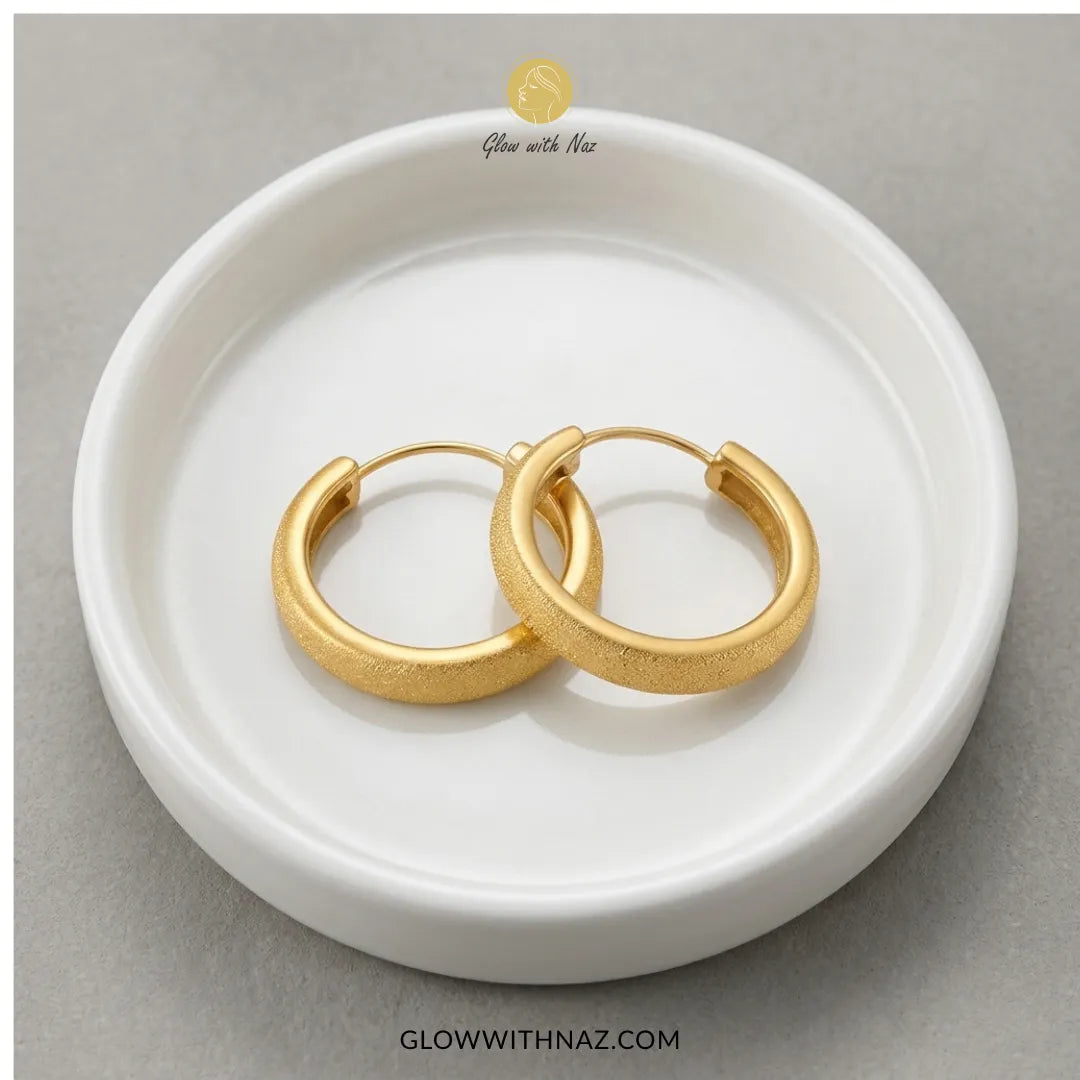 Classic Round Hoop Earrings for Women – Gold-Tone Stainless Steel Hoop Earrings