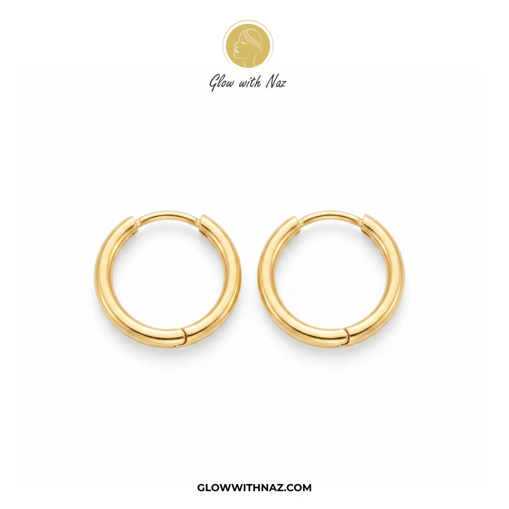 Minimalist Stainless Steel Gold-Plated  Hoop Earrings