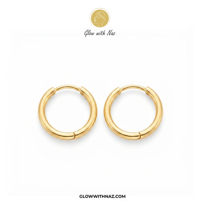Minimalist Stainless Steel Gold-Plated  Hoop Earrings