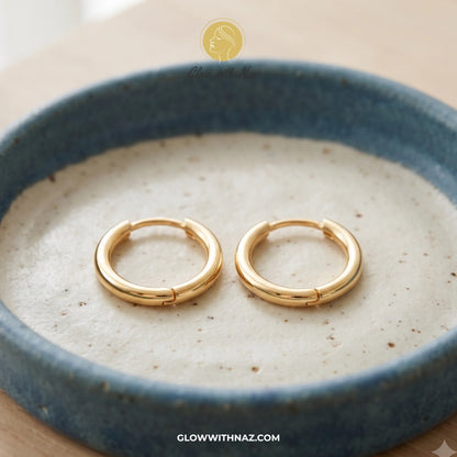 Minimalist Stainless Steel Gold-Plated  Hoop Earrings
