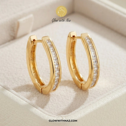 Premium Oval Zircon Hoop Earrings for Women
