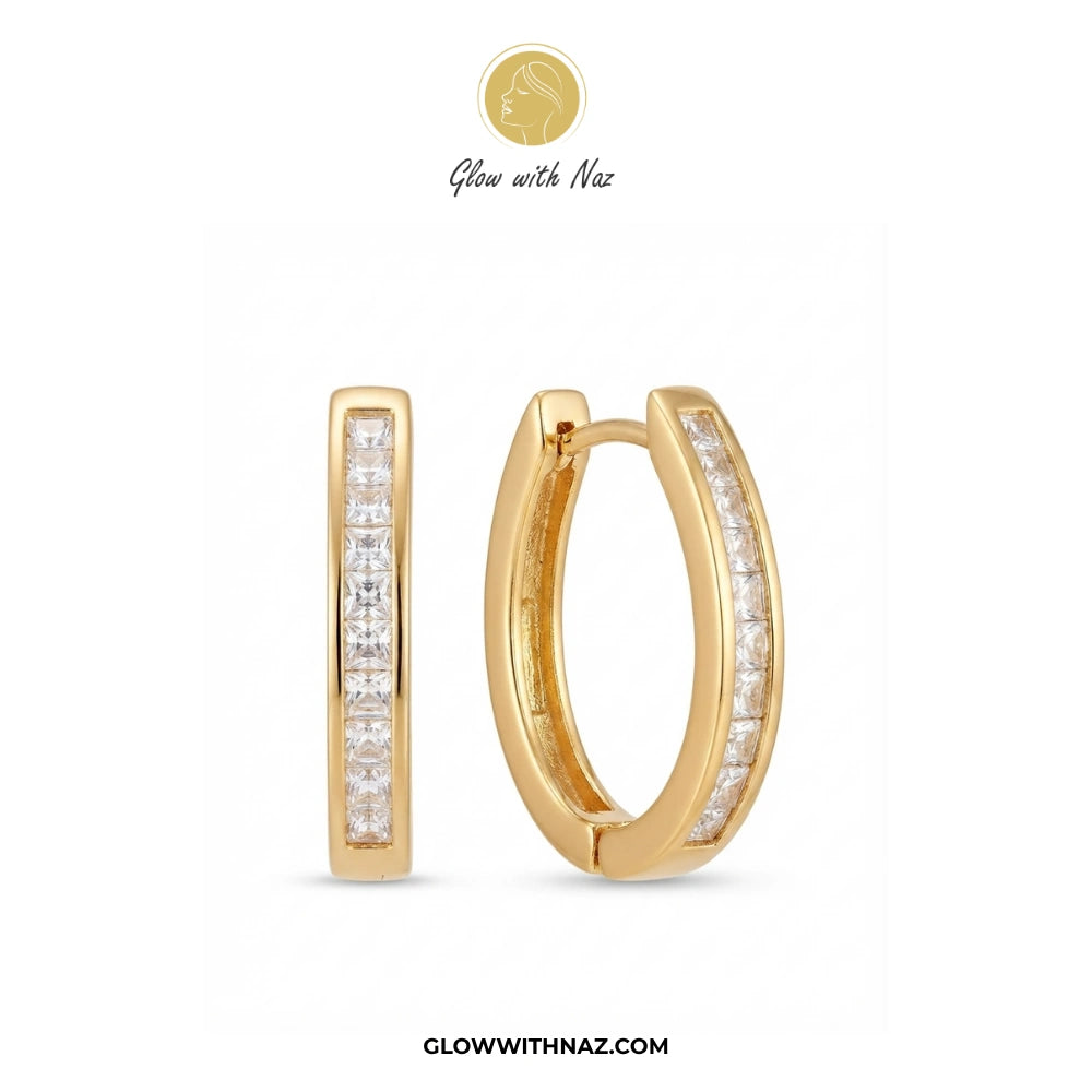 Premium Oval Zircon Hoop Earrings for Women