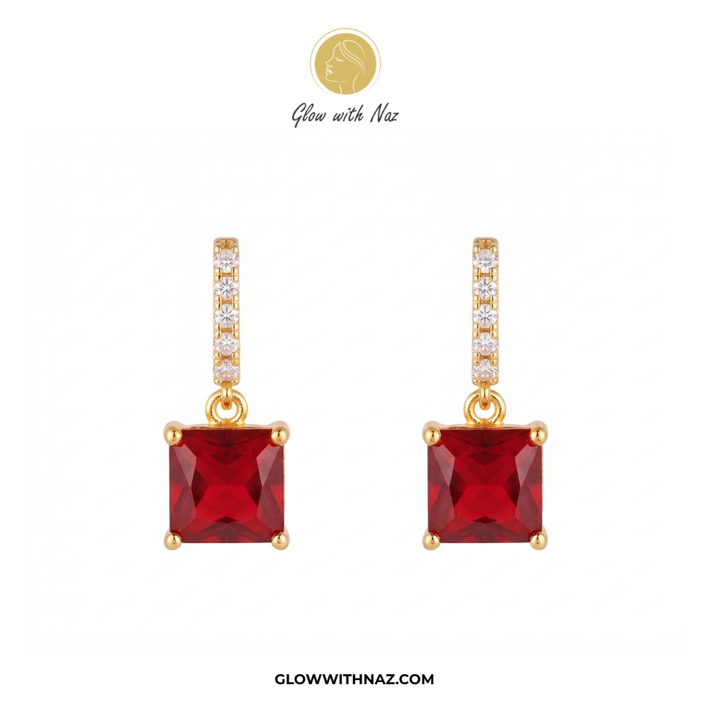 Premium Square Drop Zircon Stud Earring for Girls