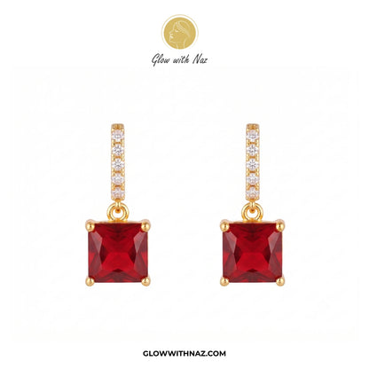 Premium Square Drop Zircon Stud Earring for Girls