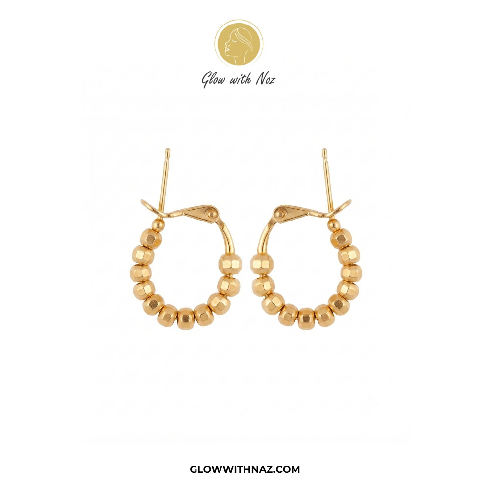 Minimal Gold-Plated Small Beaded Hoops for Girls
