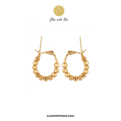 Minimal Gold-Plated Small Beaded Hoops for Girls