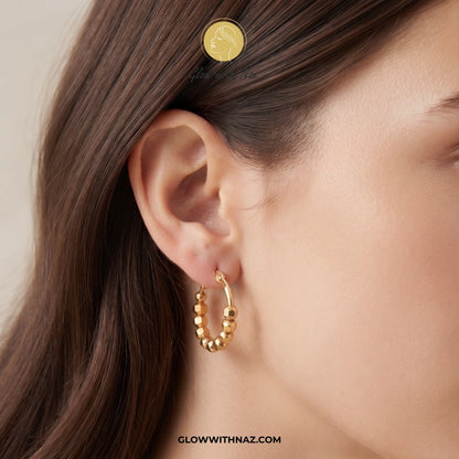 Minimal Gold-Plated Small Beaded Hoops for Girls