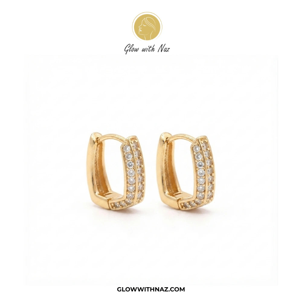 Premium Small Crystal Zircon Square Hoop Earrings
