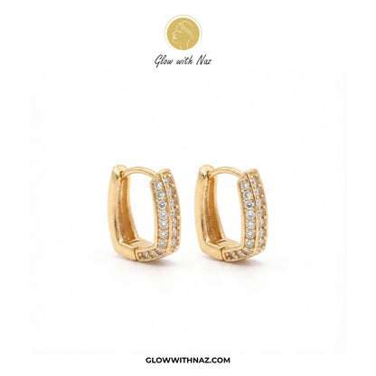 Premium Small Crystal Zircon Square Hoop Earrings