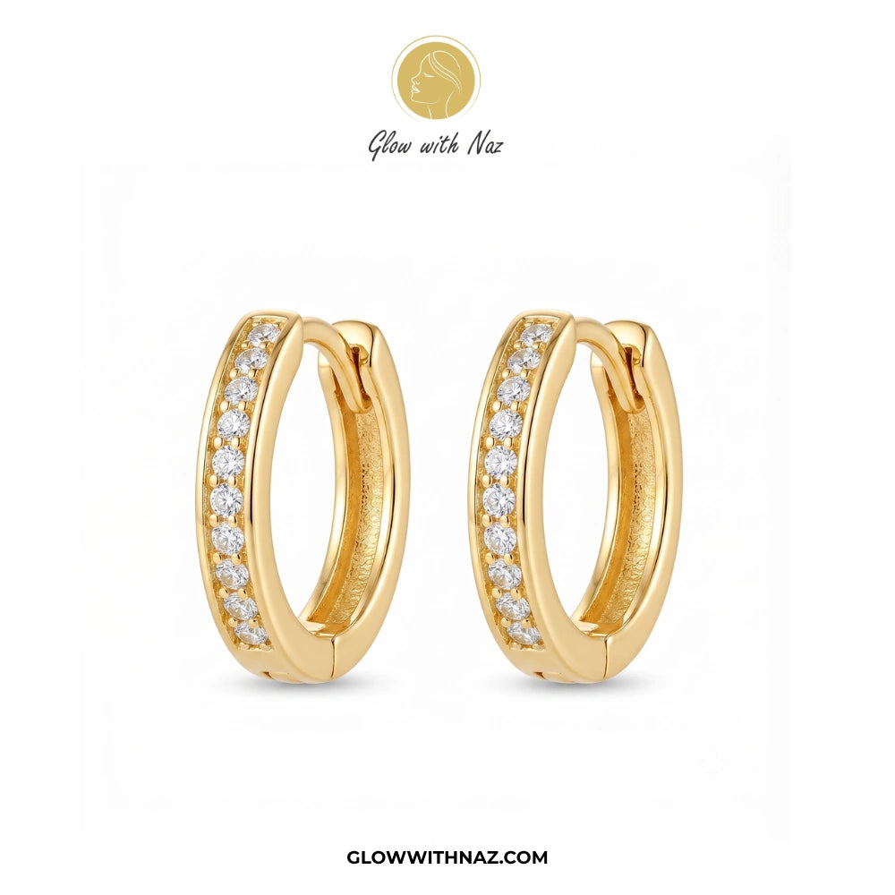 Premium Gold Plated Glass Crystal Hoops for Women