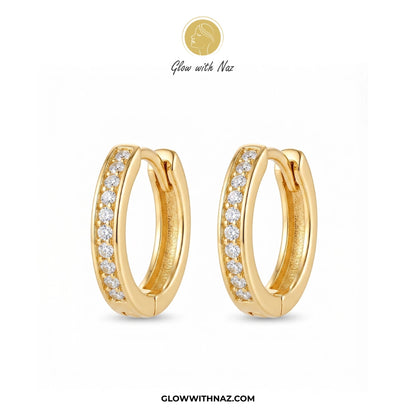 Premium Gold Plated Glass Crystal Hoops for Women