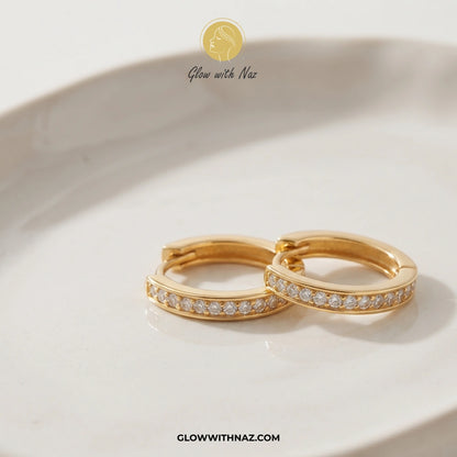 Premium Gold Plated Glass Crystal Hoops for Women
