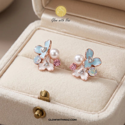 Pink Bouquet Diamond Earrings for Women