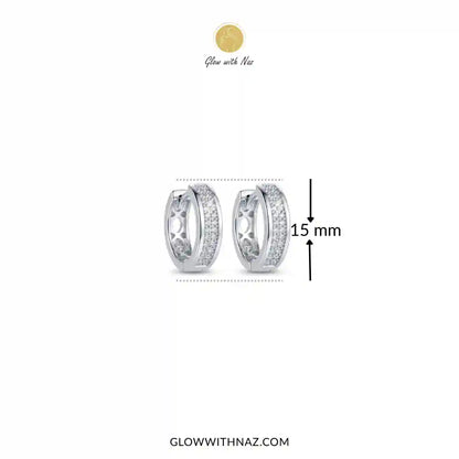 Silver zircon mid-size slide hoop earrings and zircon 3-bar mini hoops set by Glow With Naz