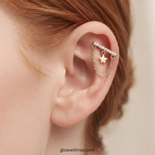 316L Stainless Steel Diamond Bar Helix Jewelry - Trending Star Cartilage Earring