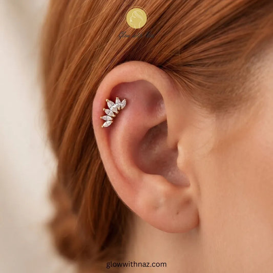 Glow With Naz Stainless Steel Sunshine Helix Jewelry featuring sparkling diamond details and a stunning radiant design.