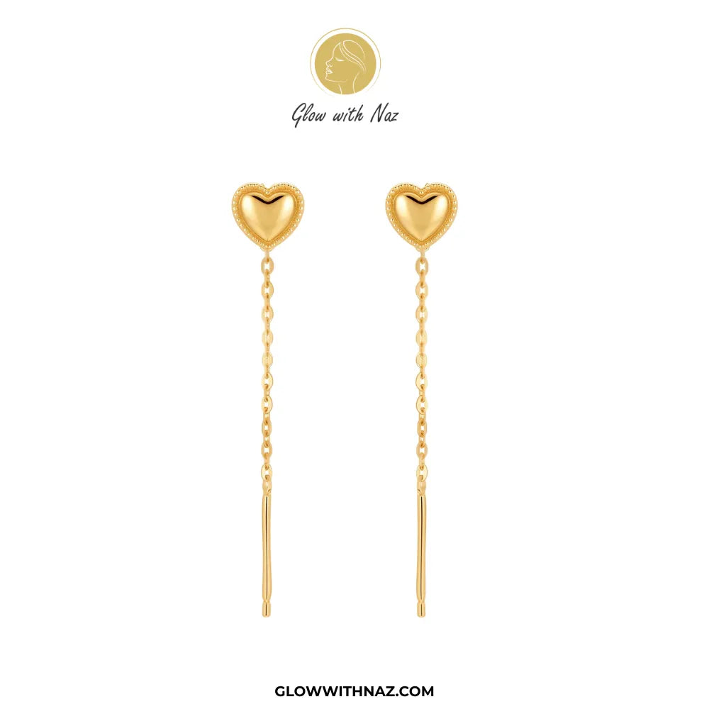 Stainless Steel Mini Mini Balloon Heart Sui Dhaga Earrings