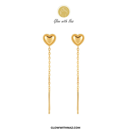 Stainless steel mini balloon heart sui dhaga earrings