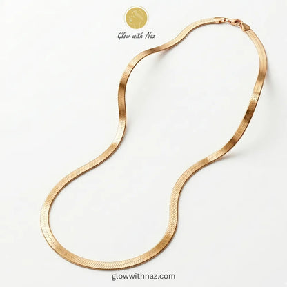 Elegant gold-plated herringbone chain necklace by Glow with Naz
