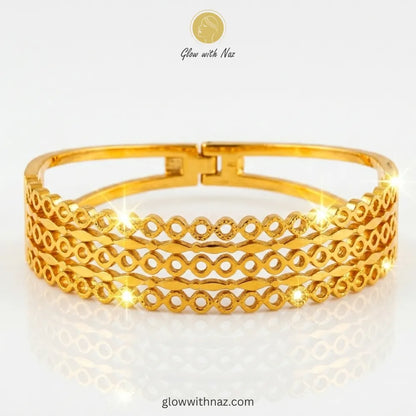 Elegant multi-layered circle link gold bangle by Glow with Naz