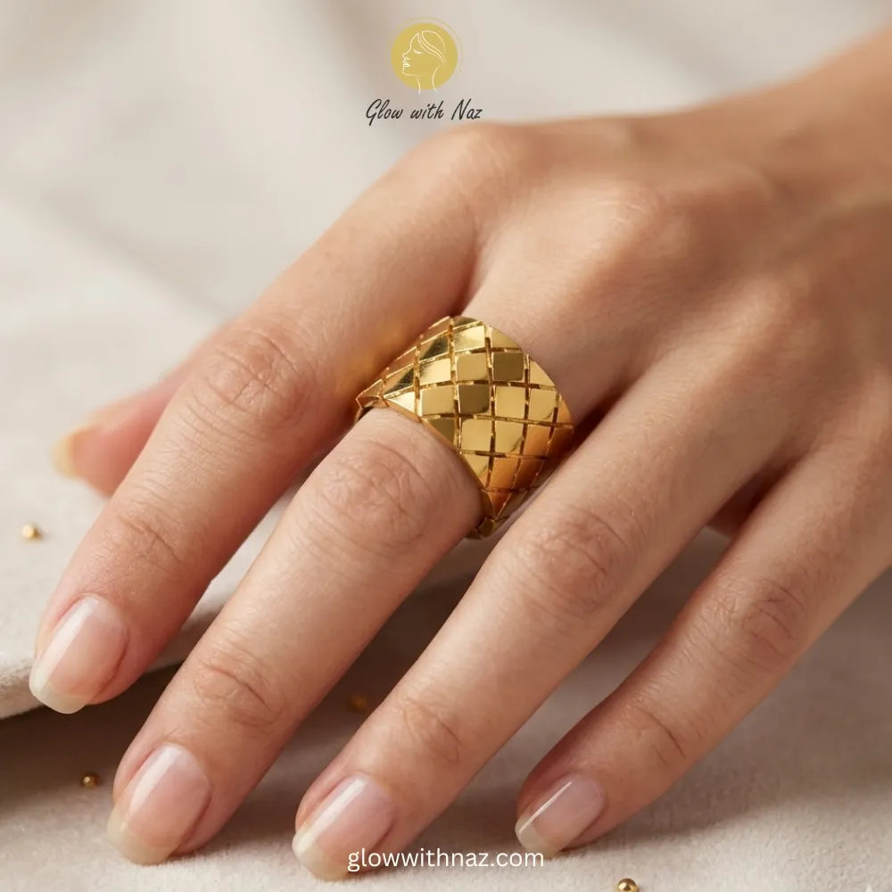 Glow with Naz Gold Quilted Cuff Ring