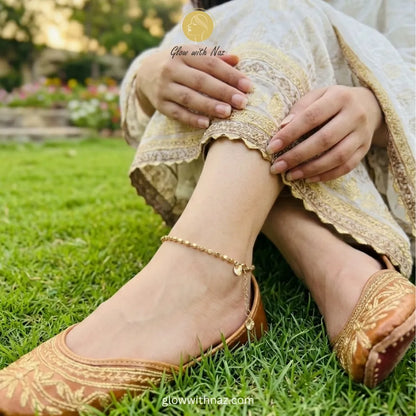 Gold Ball Chain Anklet Pair for Women Pakistan