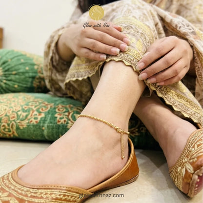 Gold Ball Chain Anklet for Women Pakistan | Imported Anti-Tarnish Stainless Steel | Glow with Naz