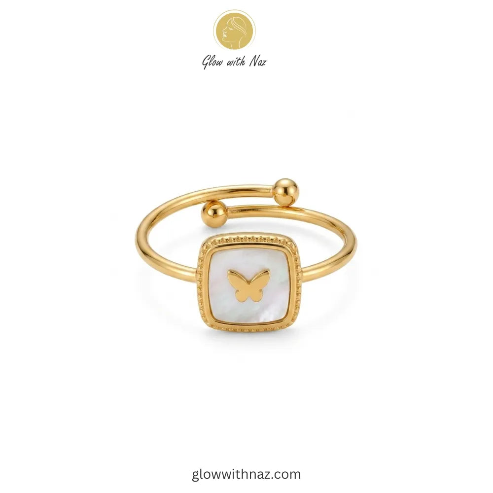 Gold Butterfly Adjustable Ring, ring, girls rings, rings for girls, rings simple, simple rings, stainless steel jewelry, jewellery set, aesthetic jewelry, simple jewellery, chain, jewelry, artificial jewellery, green jewellery, girls jewellery, rings for women, black ring, flower jewellery, chain for girls, jewellery for girls, jewellery