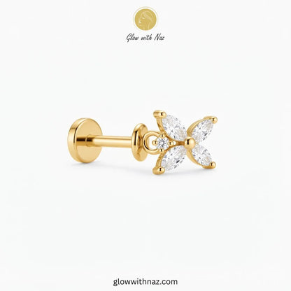 Gold Crystal Butterfly Flat Back Helix Cartilage Piercing – Glow With Naz