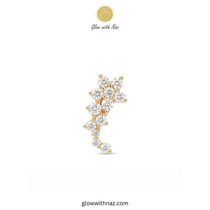 Gold Falling Star CZ Helix Cartilage Barbell Piercing glow with naz
