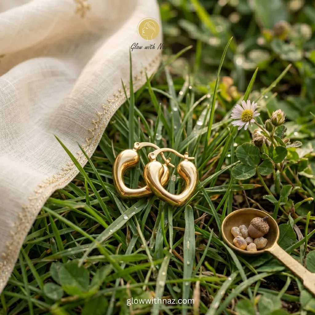Romantic 18k gold-plated heart hoop earrings