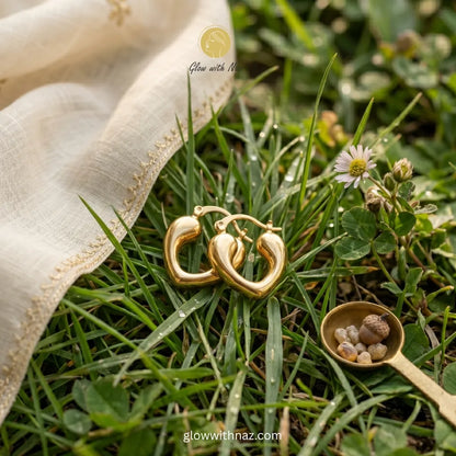 Romantic 18k gold-plated heart hoop earrings