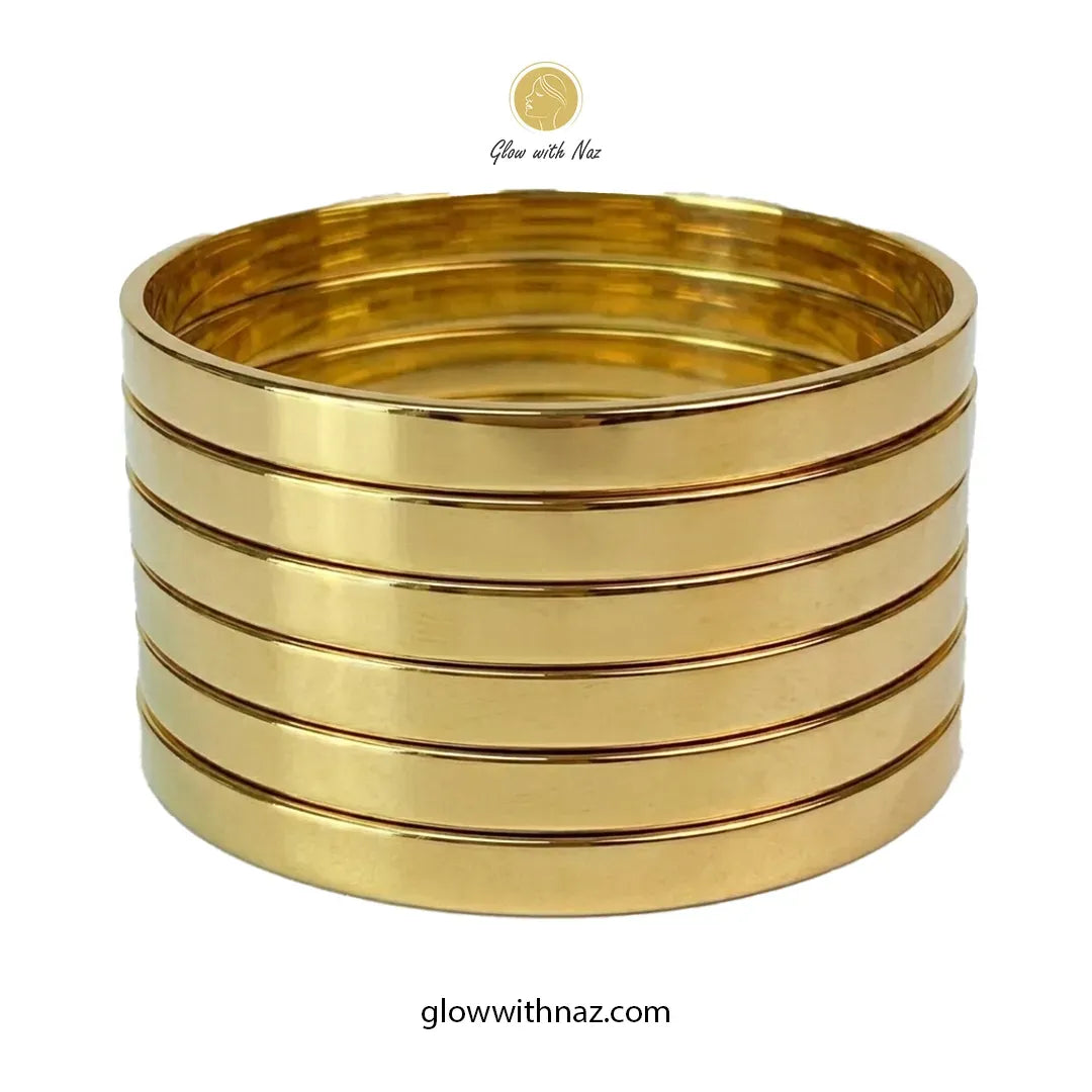 Gold Plated High-Polish 18K Gold Bangle Set