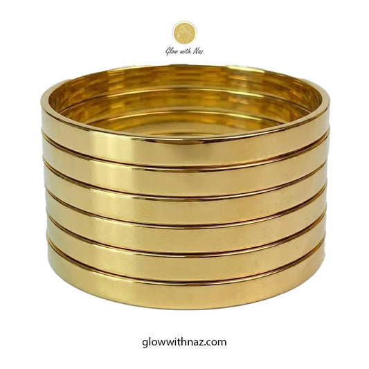 Gold Plated High-Polish 18K Gold Bangle Set