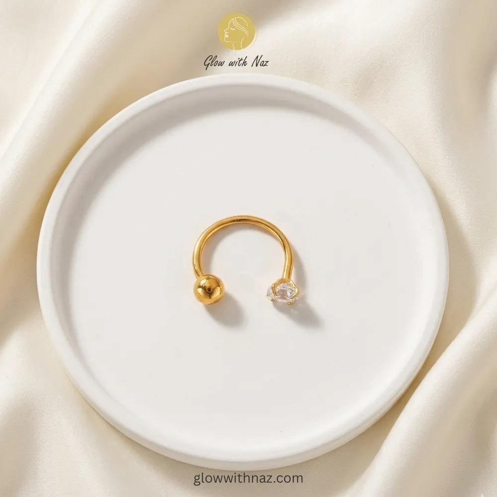 Gold Zircon Stainless Steel Nose Ring