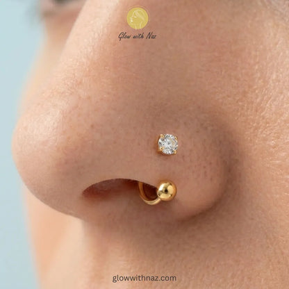 Gold Zircon Stainless Steel Nose Ring