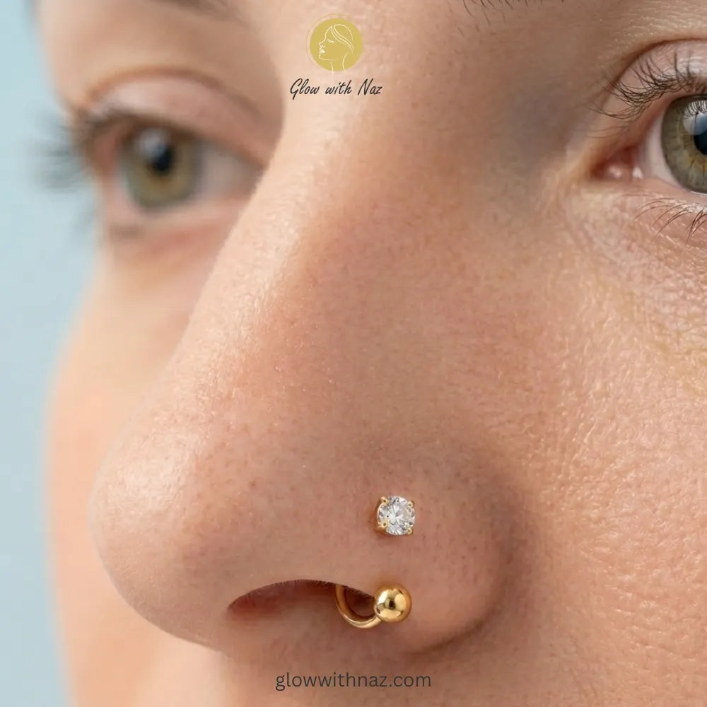 Gold Zircon Stainless Steel Nose Ring
