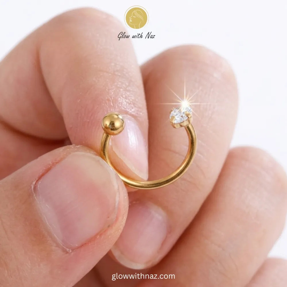 Gold Zircon Stainless Steel Nose Ring