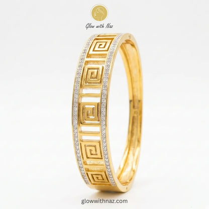 Grecian Maze Diamond-Encrusted Hand Cuff Bracelets