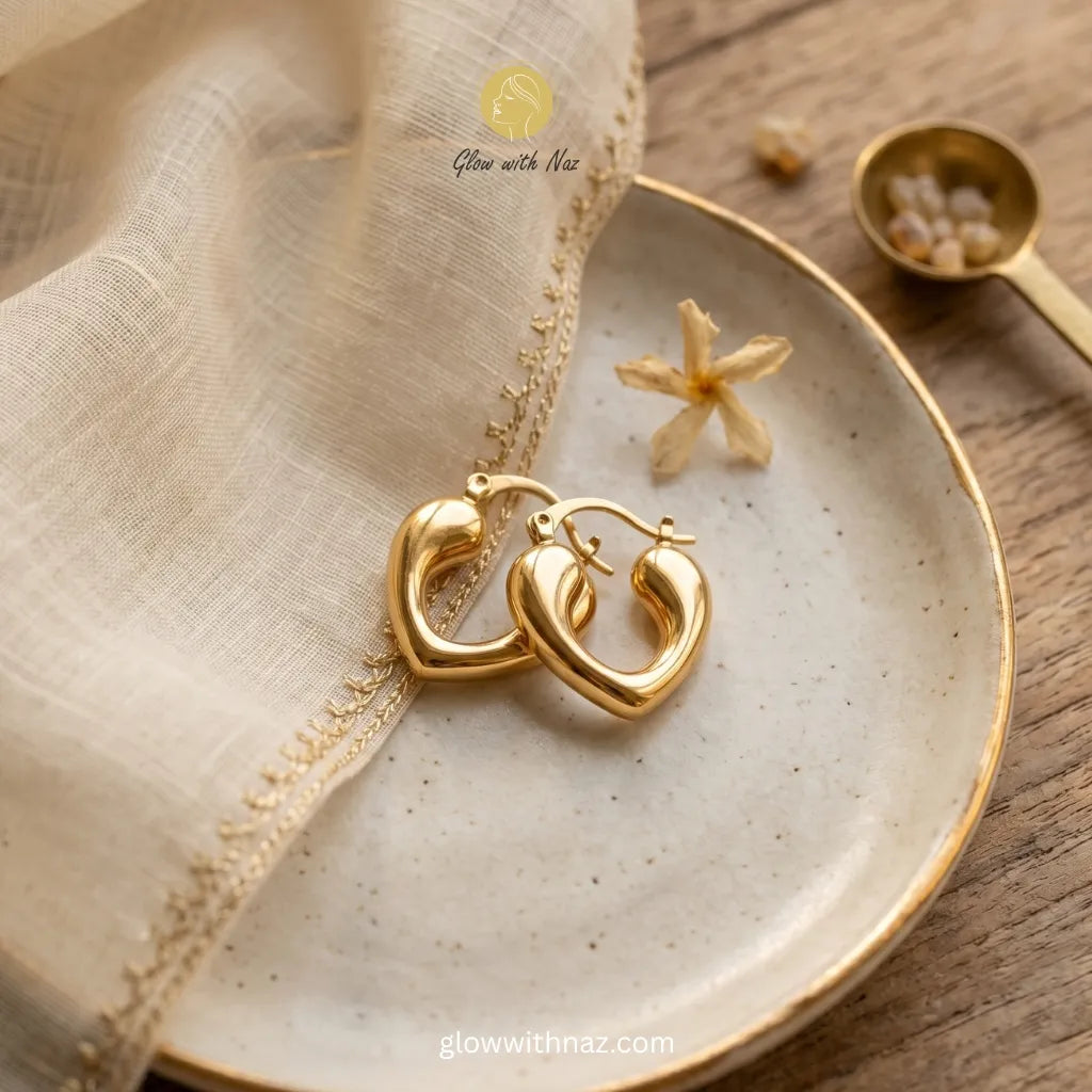 Heart Hoop Earrings | Waterproof 18k Gold Plated Stainless Steel
