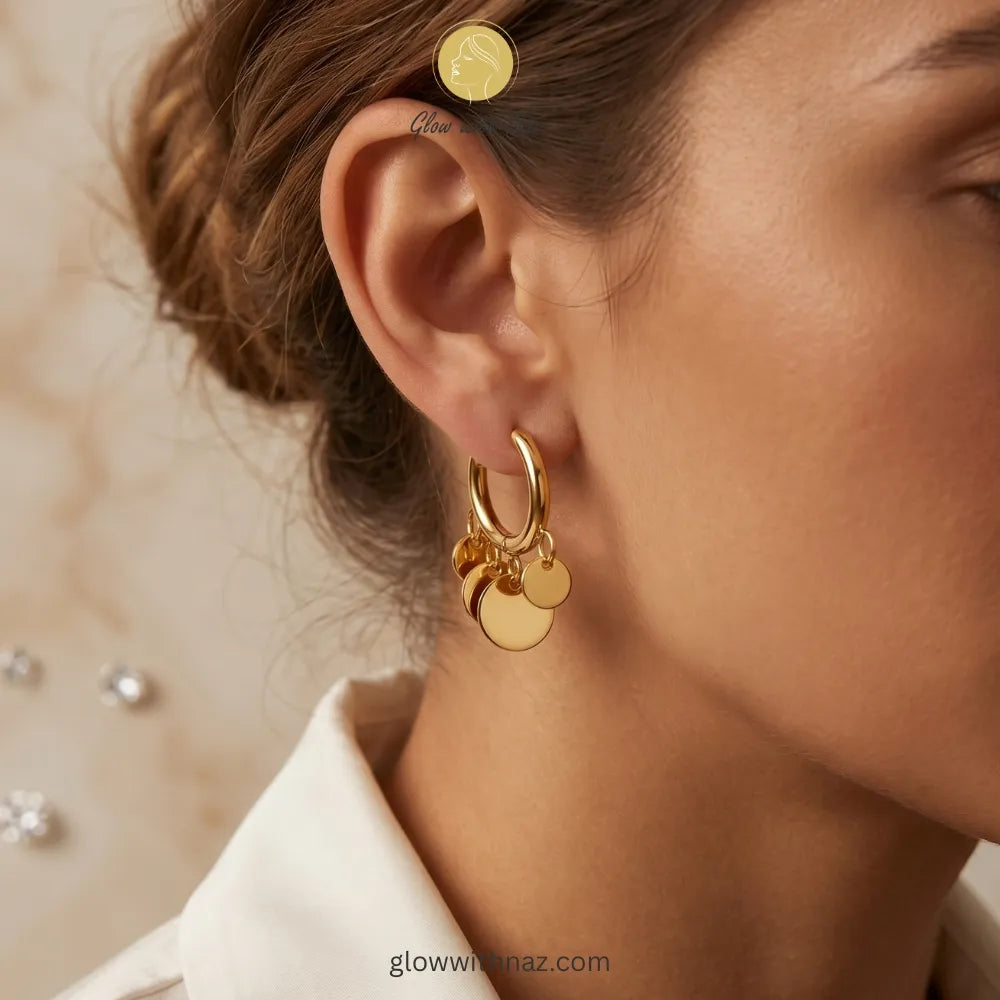 High-quality statement coin hoops from the Glow with Naz jewelry collection