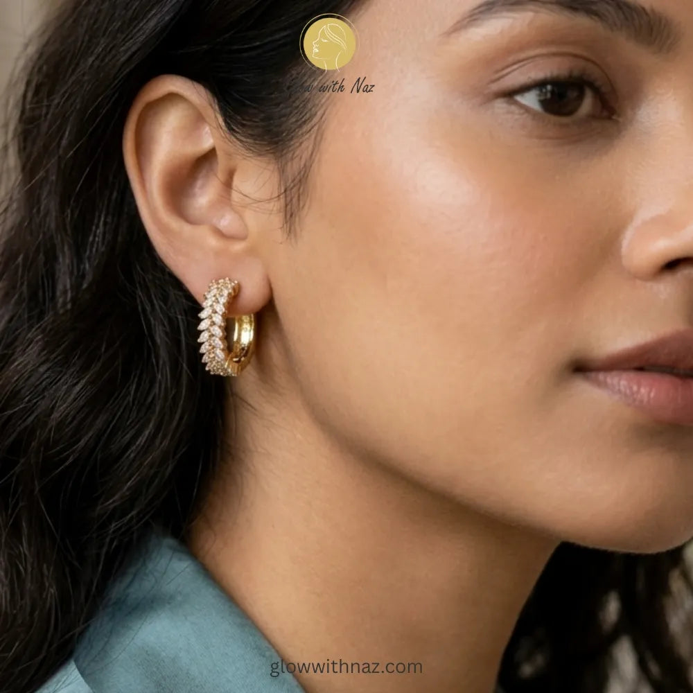 High-quality statement crystal hoops from the Glow with Naz jewelry collection