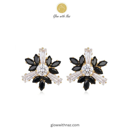 Midnight Onyx Starburst Studs Earrings