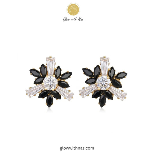 Midnight Onyx Starburst Studs Earrings