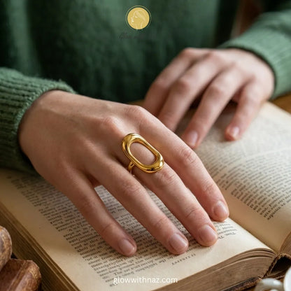 Minimalist Gold Chain Ring – Pure Stainless Steel
