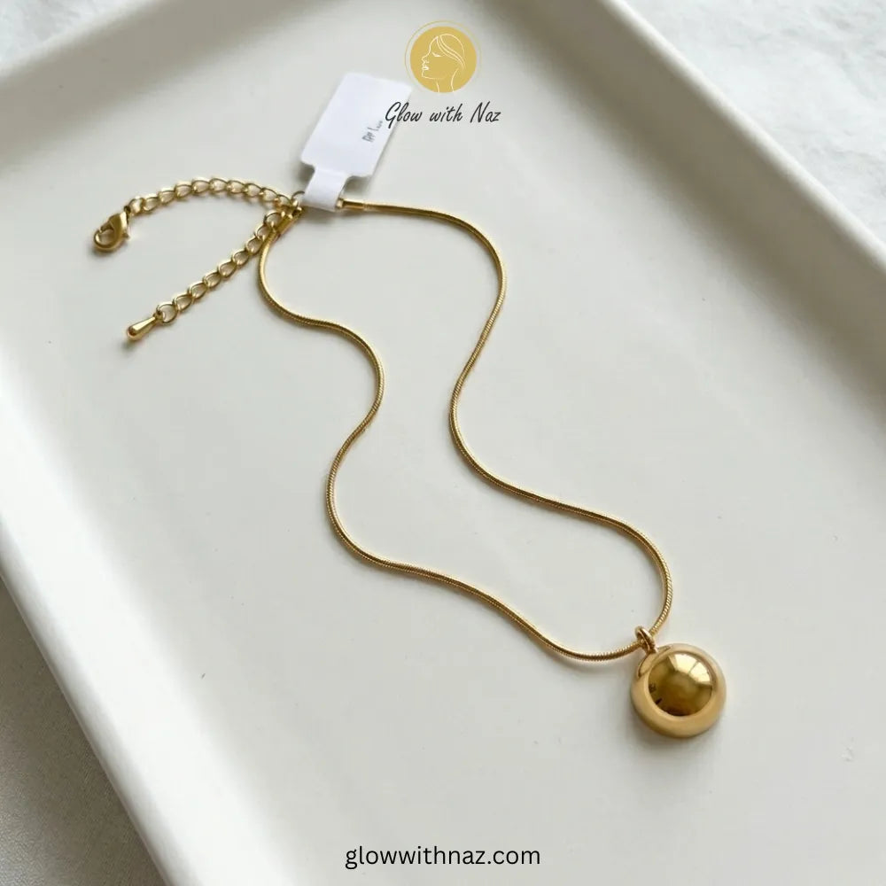 Minimalist Sphere Gold Pendant Necklace